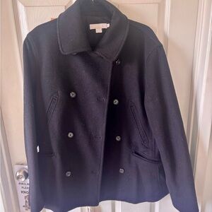 J Crew Women's Black Peacoat large! Fits an 8-10.